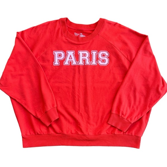 Flirtitude PARIS LOOSE FIT CREW NECK SWEATSHIRT Orange Women’s XL EUC - Picture 3 of 4